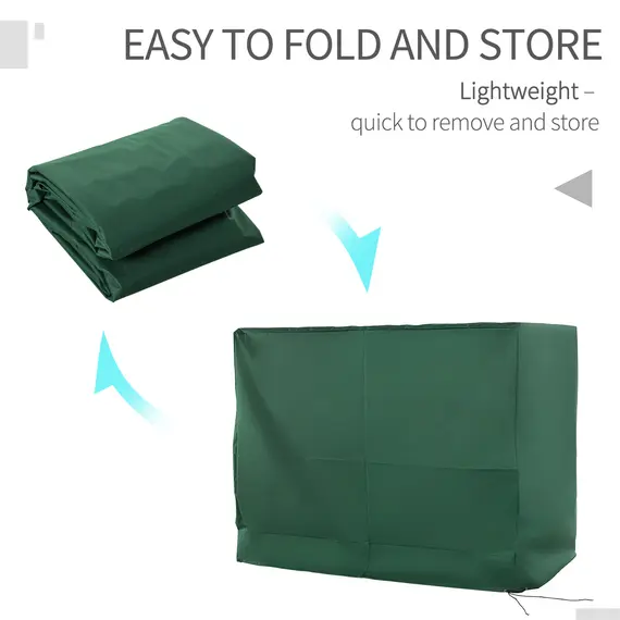 Buy 3-Seat Outdoor Garden Swing Chair Protective Cover Water UV Resistant, 240L x 133Wcm, Green, 6 image