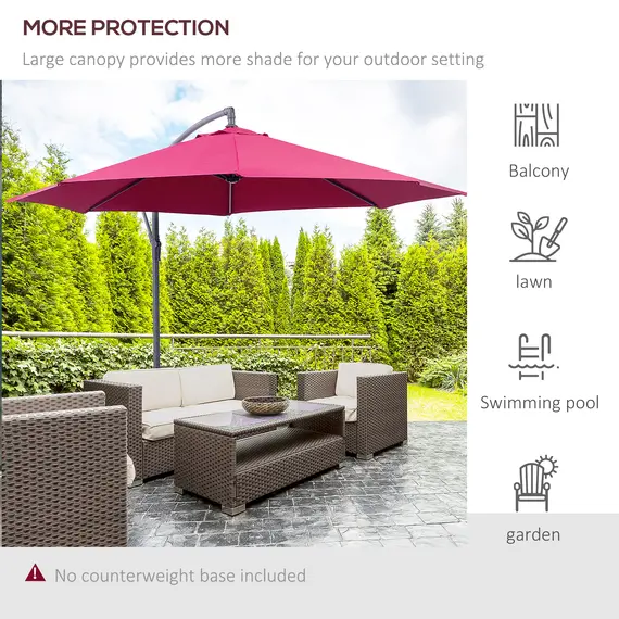 Buy 3m Water Resistant Terylene Hanging Parasol Wine Red, 6 image