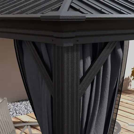 Buy 3.65 x 3m Aluminium Hardtop Gazebo, with Accessories - Dark Grey, 9 image