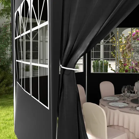Buy 4 m Party Tent Wedding Gazebo Outdoor Waterproof PE Canopy Shade with 6 Removable Side Walls, 9 image