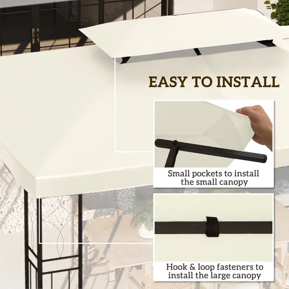 Buy 3x4m Gazebo Replacement Roof Canopy 2 Tier Top UV Cover Garden Patio Outdoor Sun Awning Shelters Cream (TOP COVER ONLY), 5 image