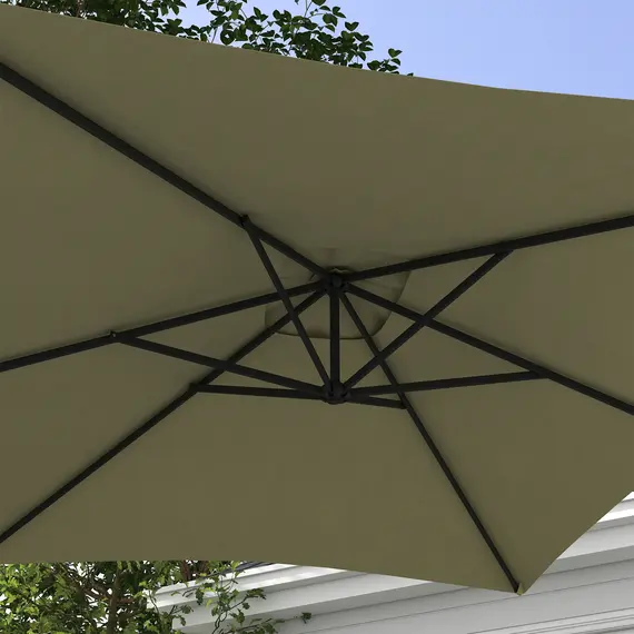 Buy 3m Square Canopy Cantilever Parasol, with Cross Base - Beige, 7 image