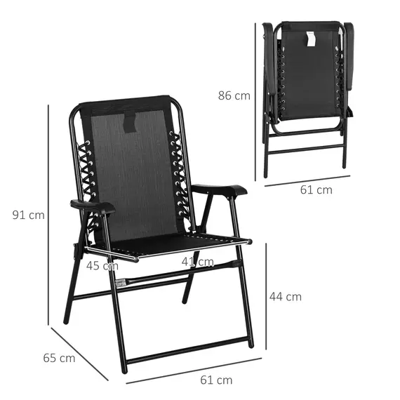 Buy 4 Pcs Patio Folding Chair Set, Outdoor Portable Loungers for Camping Pool Beach Deck, Lawn w/ Armrest Steel Frame Black, 3 image