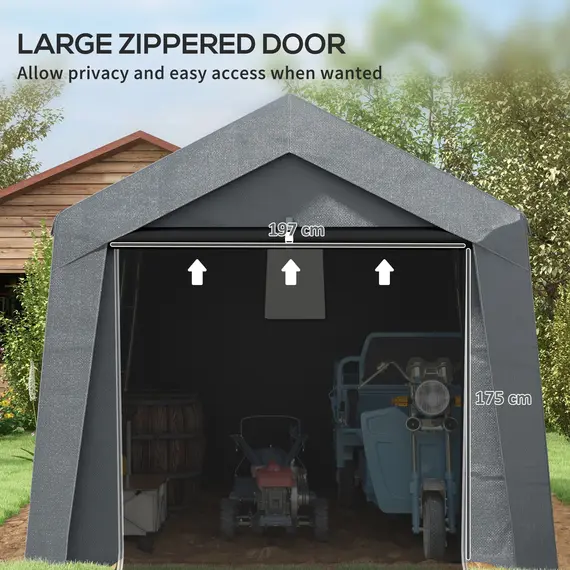 Buy 3.6 x 2.1m Portable Outdoor Shed, with Window - Dark Grey, 6 image