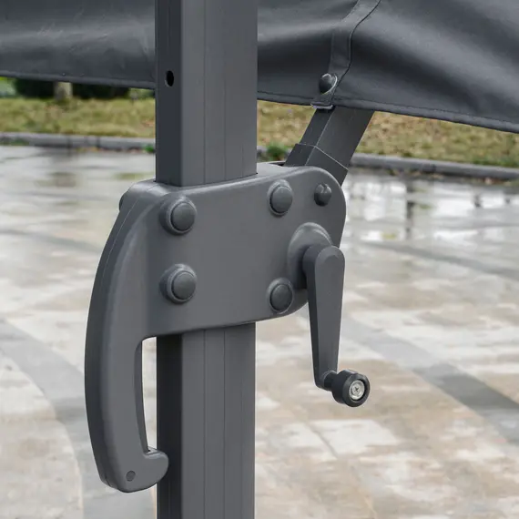 Buy 4.5 m Patio Parasol, Large Double-Sided Rectangular Garden Umbrella with Crank Handle, 360° Cross Base for Bench, Outdoor, Khaki, 9 image