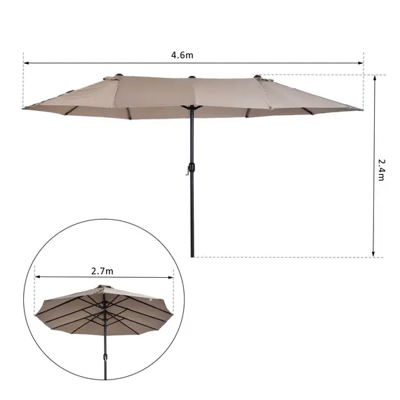 Buy 4.6m Double-Sided Patio Parasol Sun Umbrella-Tan, 3 image