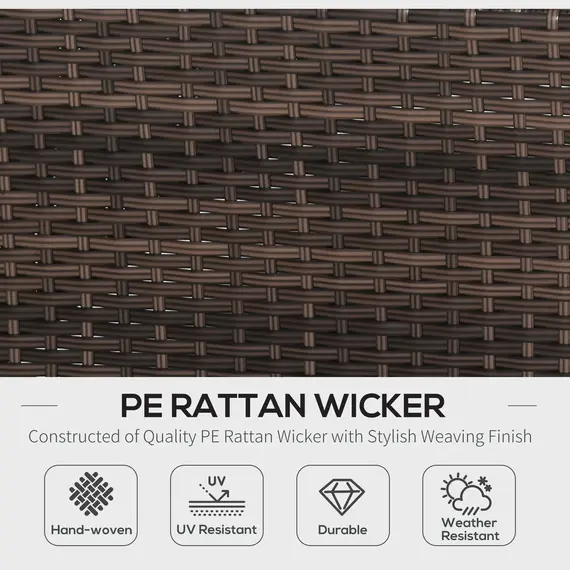 Buy 4-Seater Rattan Sofa Set Garden Outdoor Sectional Sofa Coffee Table Combo Patio Furniture-Brown, 4 image