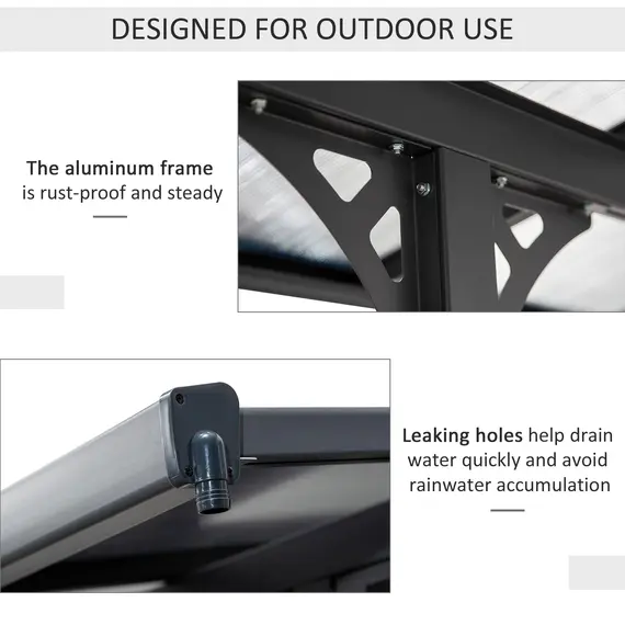 Buy 4.35 x 3m Outdoor Patio Gazebo Pergola, Retractable Pergola Canopy Aluminum Post & PC Roof,  Grey, 6 image