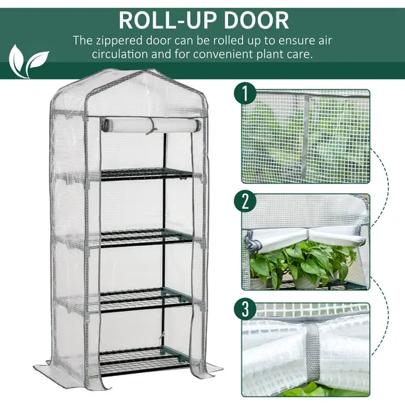 Buy 4 Tiers Mini Portable Greenhouse Compact Plant Grow Shed Metal Frame PE Cover 160H x 70L x 50Wcm, 6 image