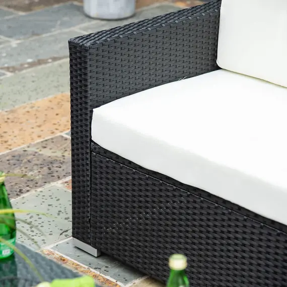 Buy 4-Seater Rattan Sofa Set Garden Rattan Furniture Wicker Steel Chair Seat Furniture Patio Rattan Garden Sofa Black, 8 image