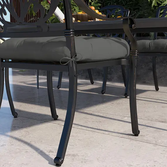 Buy 4-Piece Seat Cushion Pillows Replacement, Patio Chair Cushions Set with Ties for Indoor Outdoor, Charcoal Grey, 9 image