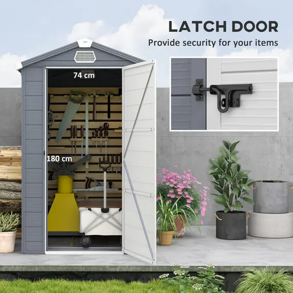 Buy 4.4ft x 6.2ft Aluminium Frame and Plastic Wall Shed, with Foundation - Grey, 5 image
