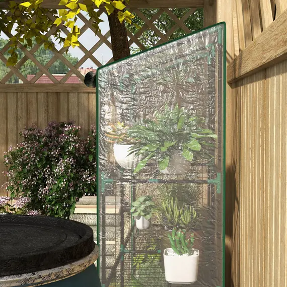 Buy 46 x 143cm Mini Lean-To Greenhouse, with Three Inner Shelves, 9 image