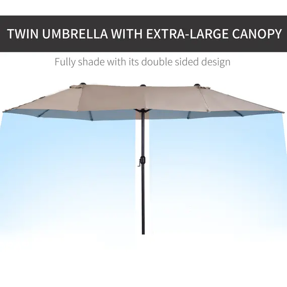 Buy 4.6m Double-Sided Patio Parasol Sun Umbrella-Tan, 6 image