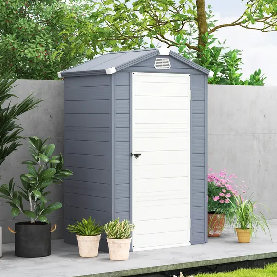 Buy 4.4ft x 3.3ft size Aluminium Frame and Plastic Wall Shed, with Foundation - Grey, 8 image