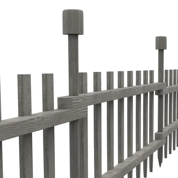 Buy 4PCs Wooden Garden Fencing Landscape Edging, Grey, 9 image