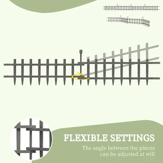 Buy 4PCs Wooden Garden Fencing Landscape Edging, Grey, 5 image