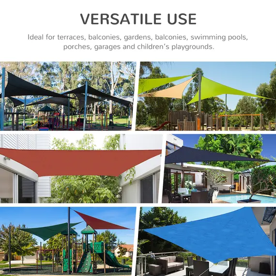 Buy 4 x 3m Sun Shade Sail HDPE Rectangle Canopy Outdoor Sunscreen Awning with Mounting Ropes for Garden, Patio, Party, UV Protection, Charcoal Grey, 8 image