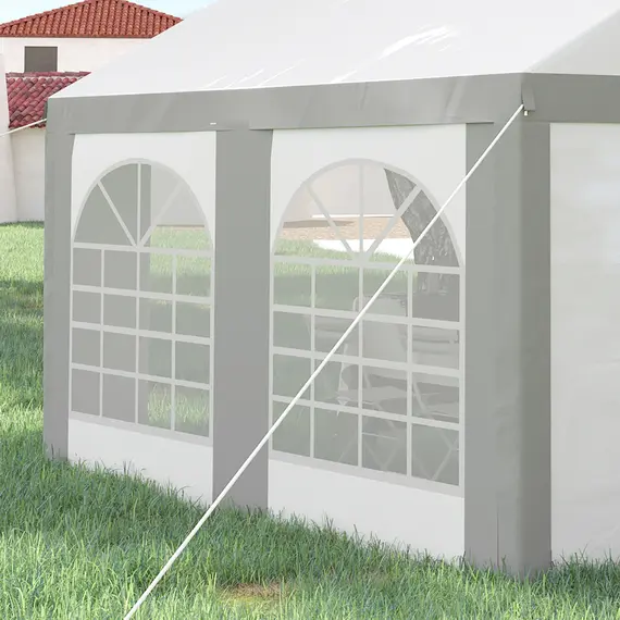Buy 4 x 4m Galvanised Party Tent, Marquee Gazebo with Sides, Four Windows and Double Doors, for Parties, Wedding and Events, 9 image