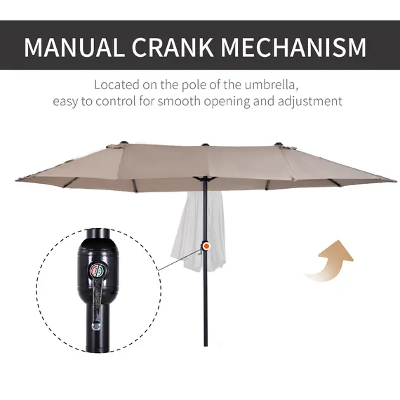 Buy 4.6m Double-Sided Patio Parasol Sun Umbrella-Tan, 4 image