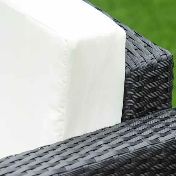 Buy 4-Seater Rattan Sofa Set Garden Rattan Furniture Wicker Steel Chair Seat Furniture Patio Rattan Garden Sofa Black, 9 image
