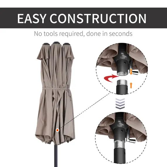 Buy 4.6m Double-Sided Patio Parasol Sun Umbrella-Tan, 5 image