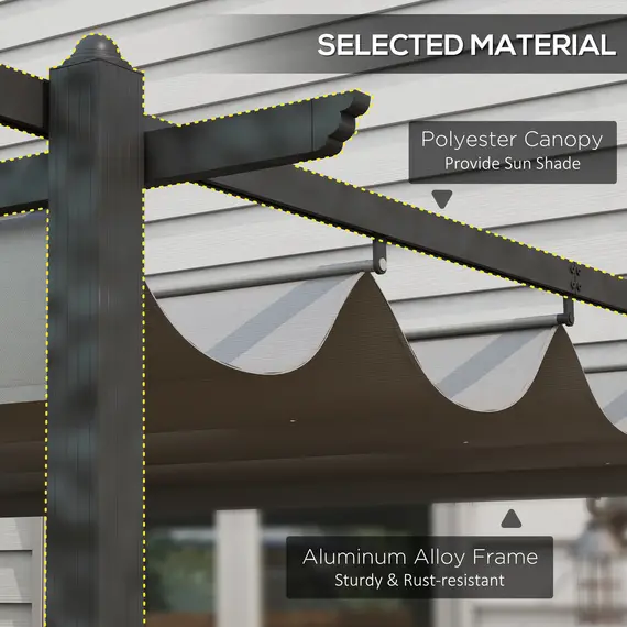 Buy 4 x 3(m) Aluminium Pergola with Retractable Roof, Garden Gazebo Canopy Shelter for Outdoor, Patio, Grey, 4 image