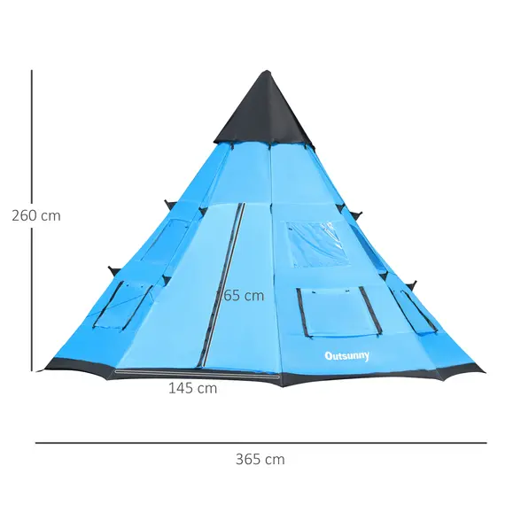 Buy 6 Men Tipi Tent with Carry Bag - Blue, 3 image