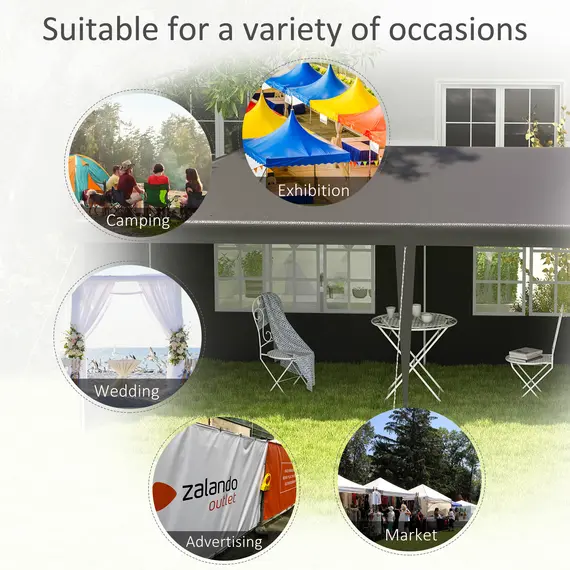 Buy 6 x 3 m Party Tent Gazebo Marquee Outdoor Patio Canopy Shelter with Windows and Side Panels Dark Grey, 7 image