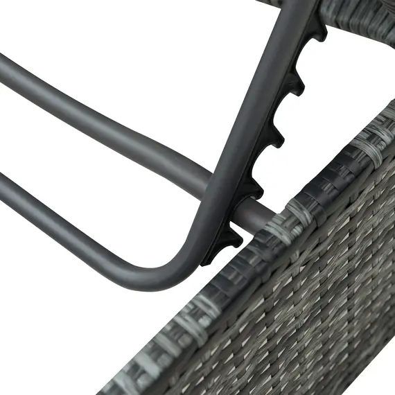 Buy 5 PCS Outdoor Rattan Wicker Sofa Sets Reclining Sofa Adjustable Canopy & Side Table Dining Table Set Sectional Conversation Furniture w/ Cushions, Mixed Grey, 9 image