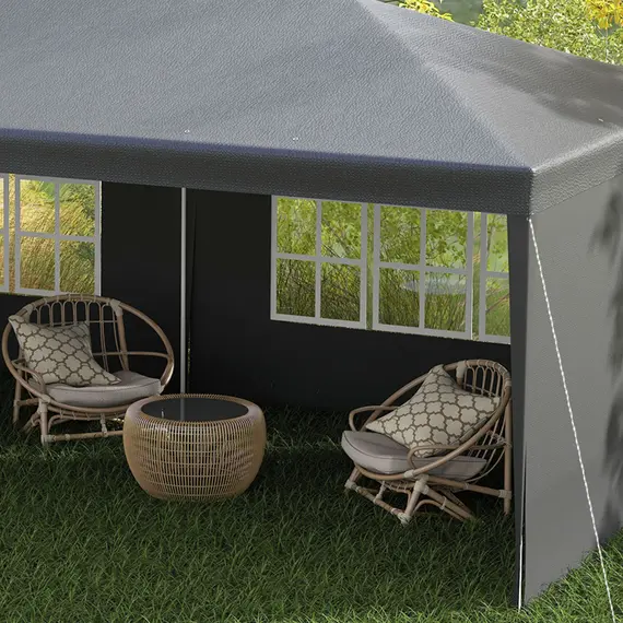 Buy 6 x 3 m Party Tent Gazebo Marquee Outdoor Patio Canopy Shelter with Windows and Side Panels Dark Grey, 9 image