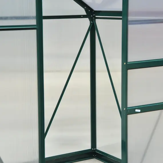 Buy 6 x 4ft Polycarbonate Greenhouse, Large Walk-In Green House with Slide Door and Window, Garden Plants Grow House with Aluminium Frame and Foundation, Dark Green, 8 image