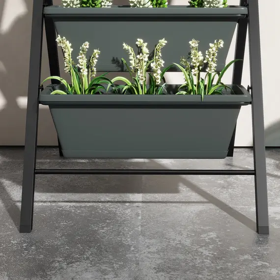 Buy 5-Tier Vertical Raised Garden Planter with 5 Container Boxes, Outdoor Plant Stand for Vegetable Flowers, Grey, 7 image