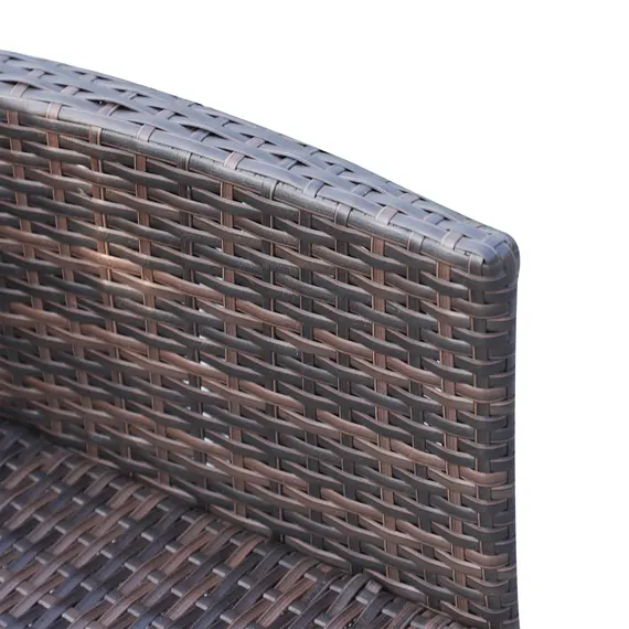 Buy 6 Seater Rattan Dining Set with Cushions, Rattan Garden Furniture Set with 6 Armchairs, Rectangular Glass Top Table, Outdoor Dining Table and Chairs, Brown, 9 image