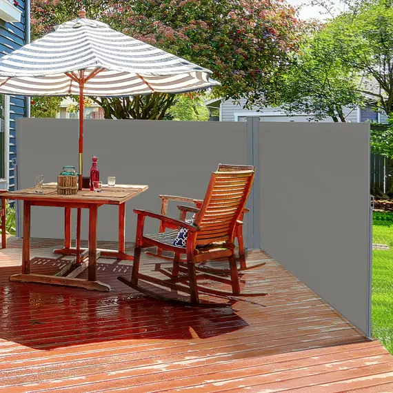 Buy 6 x 2m Retractable Sun Side Awning Screen Fence Patio Garden Wall Balcony Screening Panel Outdoor Blind Privacy Divider - Grey, 2 image