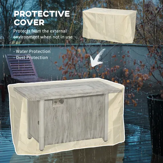 Buy 50,000 BTU Gas Fire Pit Table with Cover and Glass Screen - Grey, 7 image