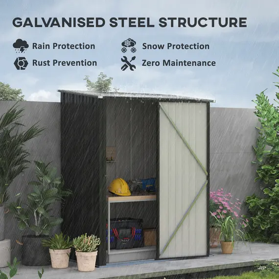 Buy 5.3 x 3.1ft Corrugated Steel Garden Shed - Black, 4 image