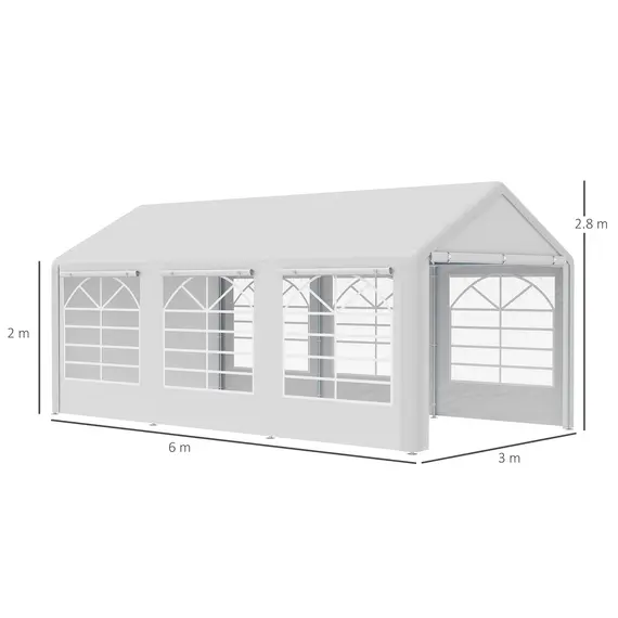 Buy 6 x 3(m) Garden Gazebo Marquee Party Tent Wedding Portable Garage Carport shelter Car Canopy Outdoor Heavy Duty Steel Frame Waterproof Rot Resistant, 3 image
