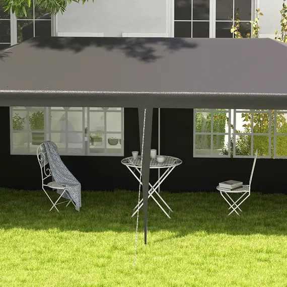 Buy 6 x 3 m Party Tent Gazebo Marquee Outdoor Patio Canopy Shelter with Windows and Side Panels Dark Grey, 8 image