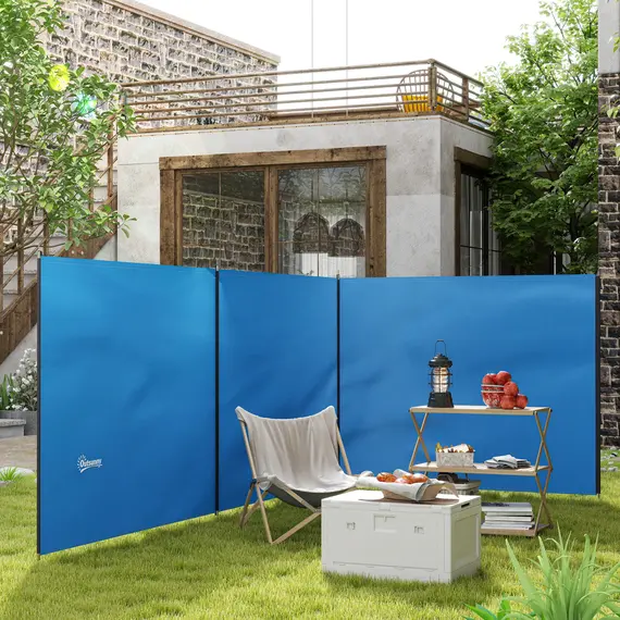 Buy 5 Pole Camping Windbreaks, Beach Wind Shield Shelter with Carry Bag and Steel Poles, Outdoor Caravan Privacy Shield, 540cm x 150cm, Blue, 2 image