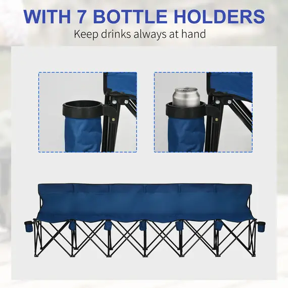 Buy 6 Seater Folding Camping Chair with Cup Holder & Carry Bag - Blue, 6 image