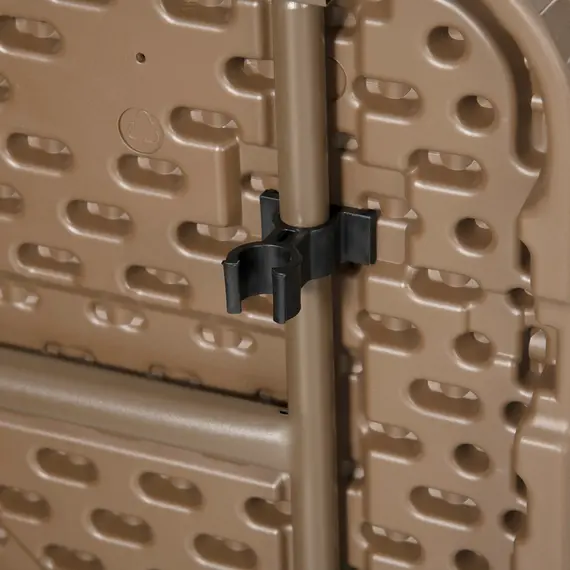 Buy 6 Seater Garden Dining Set, Rattan-Style HDPE Garden Furniture Set, Outdoor Dining Table and Chairs with 6 Armchairs and Rectangular Plastic Top Table for Patio, Balcony, Dark Brown, 7 image