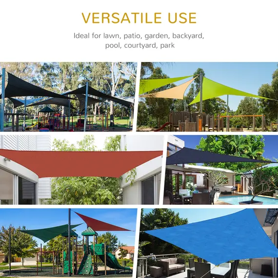 Buy 4x4x4m Triangle Sun Shade Sail, Outdoor UV Protection HDPE Canopy, Patio Deck Shelter with Steel Rings and Ropes, Grey, 6 image