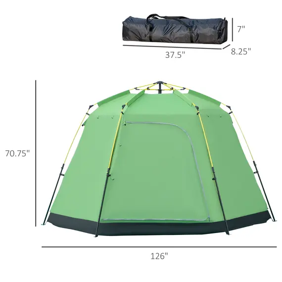 Buy 6 Person Pop Up Camping Tent, 2-Tier Design Backpacking Tent with 4 Windows 2 Doors Portable Carry Bag for Fishing Hiking, Green, 3 image
