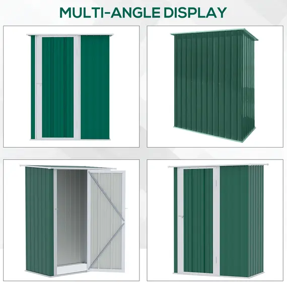 Buy 5ft x 3ft Metal Garden Storage Shed, Outdoor Tool Shed with Sloped Roof, Lockable Door for Tools, Equipment, Green, 6 image