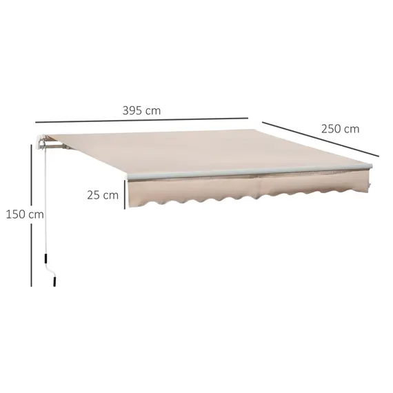 Buy 4x2.5m Manual Awning Window Door Sun Weather Shade w/ Handle Beige, 3 image