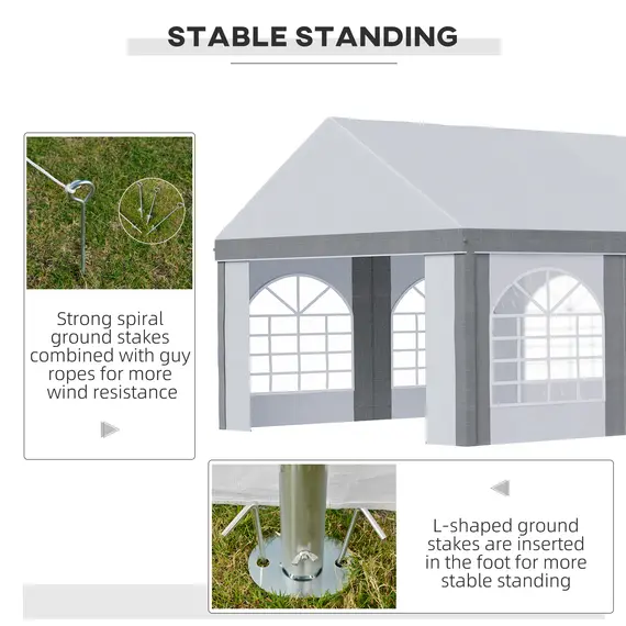 Buy 8 x 4m Galvanised Party Tent, Marquee Gazebo with Sides, Eight Windows and Double Doors, for Parties, Wedding and Events, 6 image