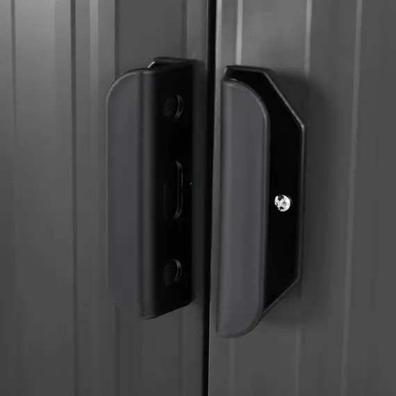 Buy 7 x 4ft Outdoor Storage Shed with Foundation Kit, Lean to Metal Garden Shed for Log, Rubbish Bin, Tool, Lawnmower, Bike, Patio and Lawn Use, Black, 9 image