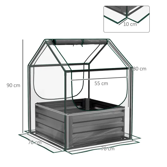 Buy 61 x 61cm Garden Planter Bed, with Cover - Grey, 3 image