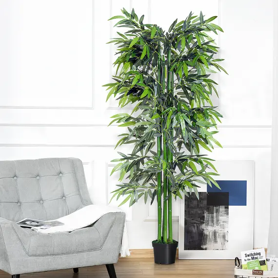 Buy 6ft Artificial Bamboo Tree Plant Greenery in A Pot for Home Office Planter 1.8M, 2 image
